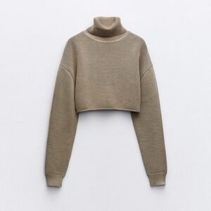 Zara Khaki Turtleneck Sweater